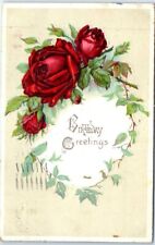 Postcard - Roses Embossed Print - Birthday Greetings picture