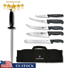 7-Piece Natural Competition BBQ Set w/ Black Fibrox Pro Handles and Knife Roll picture