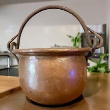Vintage Antique Copper Dovetail Crimp Seam Hammered Handmade Cauldron Pot picture