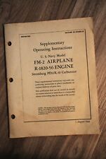 Vintage/Original USN/USMC Grumman/GM FM-2 Wildcat Operating Manual Supplement picture