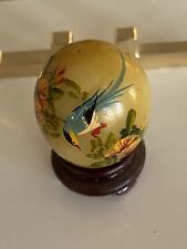 ASIAN ART  9 JADE /STONE EGG HAND PAINTED BIRD AND FLOWERS WITH STAND  picture