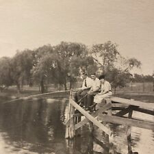 Antique 1910s Men Woman Fishing Outdoors Sportsmen Original Real Photo P11e16 picture
