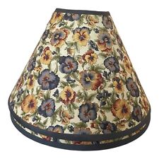 Vintage Lampshades PAIR Floral Canvas Panels Round Morning glories 8in RARE EUC picture