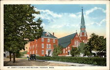 Peabody Massachusetts St John's Church and Rectory ~ unused postcard sku593 picture