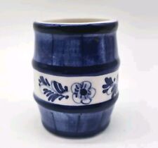 Vintage Delft Blue And White Toothpick Holder Or Shotglass Handpainted Flowers  picture