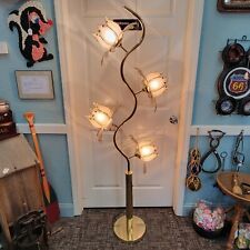 Vintage 80's Hollywood Regency Glass Lotus Floor Lamp 4 Light Pink 3 Way 69