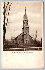 ST. MICHEAL'S CATHEDRAL SPRINGFIELD MASSACHUSETTS MA VINTAGE POSTCARD 1908 picture
