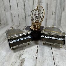 3 Vintage Schmid Grand Piano Music Box Gold & Bird Cage Mouse Music Box Lot picture