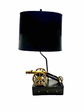 Cannon Lamp Brass on Heavy Base with Shade Vintage Table Desk Office Decor picture