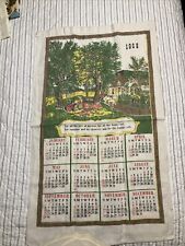 Vintage 1968 Calendar Tea Cloth Farmhouse Fall Granny Core picture