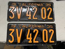 1935 California License Plates Pair YOM DMV 35 Old Vintage Restored Prewar  picture