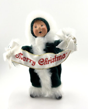 Byers Choice 1992 Girl Woman Caroler Merry Christmas Banner Sign Figurine picture