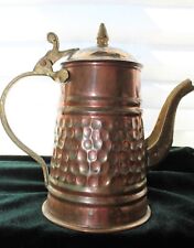 Old Vintage Imax Old World Copper Pitcher with Lid and Brass Handle Hammered  picture