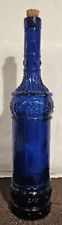 Decorative Cobalt Blue Glass Bottle with abstract flower cross motif Retro Look picture