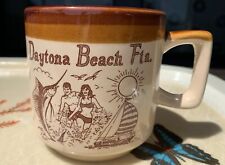 Vintage Souvenir Daytona Beach Florida Coffee Cup Mug Marlin Beachgoers Retro picture