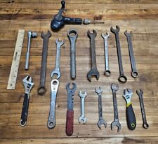 Vintage Mechanics Tools Mixed Lot Wrenches Drills Spanners Ratcheting Box End picture