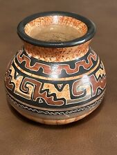 Vintage Southwestern Style Folk Art Pottery Small Red Clay Pot 2.75”x2.75” picture