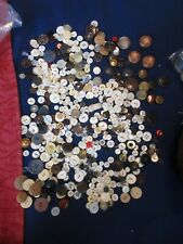 Bag Old Antique Sewing Buttons all Size Military Bakelite Plastic Vintage 3/4 lb picture