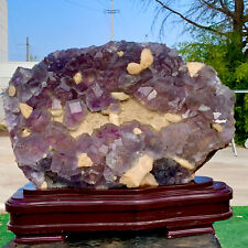 7.71LB  Rare transparent purple cubic fluorite mineral crystal samples/China picture
