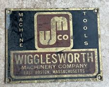 Vintage Wigglesworth Machine Company East Boston MA Advertising Brass Metal Sign picture
