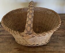 Antique country French woven wicker market Gathering Flower Basket nice picture