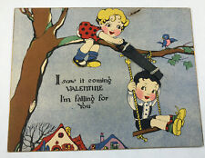 Vtg Hallmark Valentine w/ Metal Saw Attached Boy on Swing Girl Sawing Rope picture