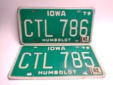 Vintage 1979 Iowa License Plates Consecutive Numbers - #CTL785 & 786 picture