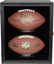 Medikaison 2 Football Display Case Wall Mount Double Ball Black, Black  picture