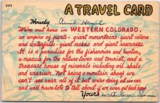 VINTAGE POSTCARD A TRAVEL CARD FROM WESTERN COLORADO POSTED 1952 VIA R.P.O. picture