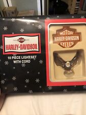 Harley-Davidson 10-Piece Light Set Corded  Christmas Eagle Motorcycles Decor VTG picture