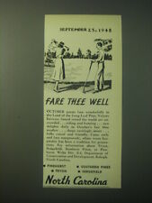 1948 North Carolina Tourism Ad - Fare thee well picture