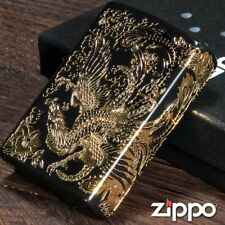 Zippo Phoenix Black Gold 2 Sides Consecutive Etching Beautiful Lighter Japan New picture