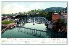 1906 Bird's Eye View Of Railroad Bridge Norwich Connecticut CT Posted Postcard picture