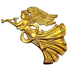 Vintage Gold Guild Hollywood Regency Trumpet Angel Christmas Ornament Large 10