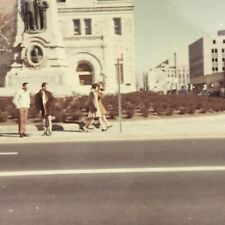 Vintage 1958 Color Photo Young Men Watching Women Walk By Sidewalk Street City picture
