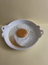 Antique Raw Egg In Dish Figurine,HandPainted Raised Design Porcelain 6.5”D,1.3