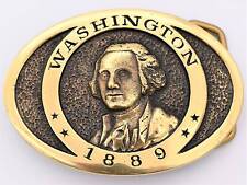 Washington Statehood Year George Washington Solid Brass Vintage Belt Buckle picture