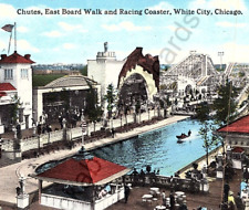 Antique White City Amusement Park Postcard Chicago, IL. East Boardwalk & Chutes picture