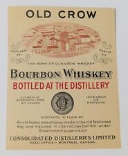Vintage Old Crow Bourbon Whiskey Label...Circa 1930's picture