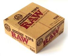 Raw Rolling Papers Perforated Wide Cotton Filter Tips Full Box Of 50 Packs picture