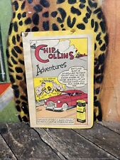 VINTAGE CHIP COLLINS ADVENTURES BLACK DRAUGHT COMIC BOOK SIGN GAS OIL CAR BOXING picture