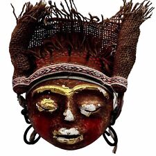 Chokwe Tribal Mask African Ceramic Clay Handmade Headdress Wall Hanging picture