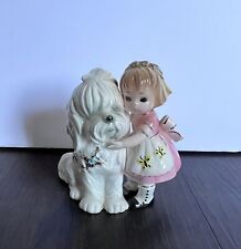 Vintage Josef Originals Little Girl With Big Shaggy Dog Sisters Figurine picture