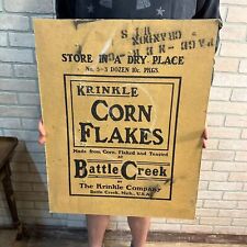 Antique Battle Creek Krinkle Corn Flakes Cereal 1910s Advertising Sign Cardboard picture