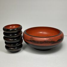Vintage Japanese Lacquer Bowl Set Of 6 - Imperfect picture