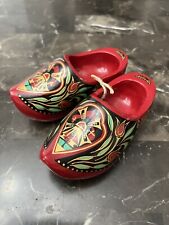 Vintage Holland Dutch Wooden Shoes Clogs Netherlands Windmill Tulip Flowers picture