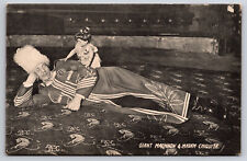 Circus Giant Machnow & Madam Chiquita Midget 1905 Vtg RPPC Real Photo Postcard picture