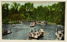 Original 1935s Boston Common Postcard,Swan Boats,Matted,Ready-2-Frame,Old MA picture