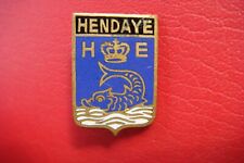 OLD RARE FRANCE Pays-basque Hendaye COAT OF ARMS BRONZE ENAMEL PIN BADGE picture