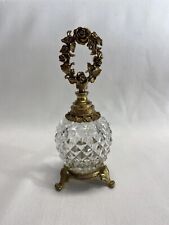 Vintage Matson Ormoul Crystal Perfume Bottle w/ Floral Wreath Top picture